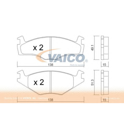 Фото Комплект тормозных колодок, дисковый тормоз VAICO V1081001