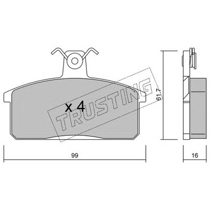 Photo Kit de plaquettes de frein, frein à disque TRUSTING 0280