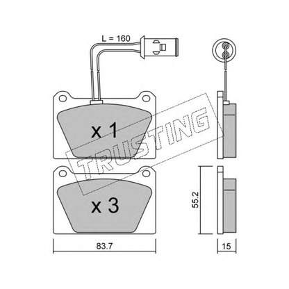 Photo Kit de plaquettes de frein, frein à disque TRUSTING 0540