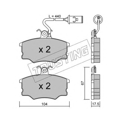 Photo Brake Pad Set, disc brake TRUSTING 0551