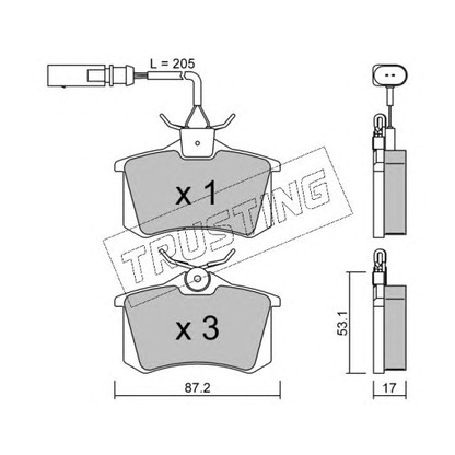 Photo Brake Pad Set, disc brake TRUSTING 1023