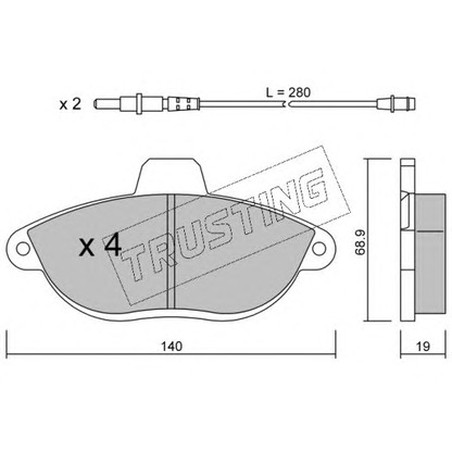 Photo Kit de plaquettes de frein, frein à disque TRUSTING 1070