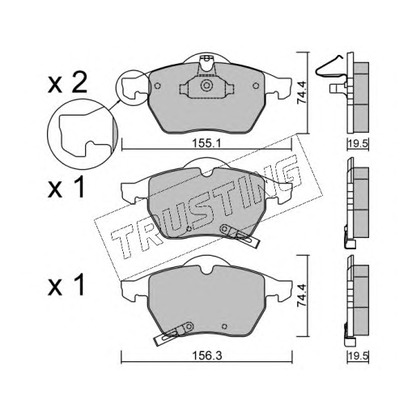 Photo Brake Pad Set, disc brake TRUSTING 1201