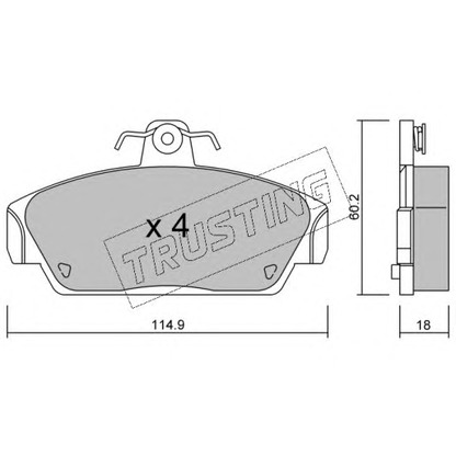 Photo Kit de plaquettes de frein, frein à disque TRUSTING 1230