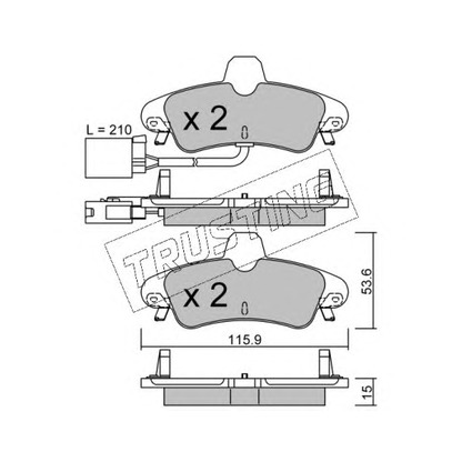 Photo Brake Pad Set, disc brake TRUSTING 1452