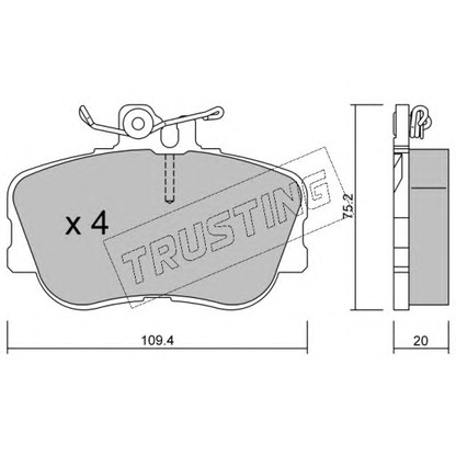 Photo Brake Pad Set, disc brake TRUSTING 1610