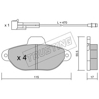 Photo Kit de plaquettes de frein, frein à disque TRUSTING 1620