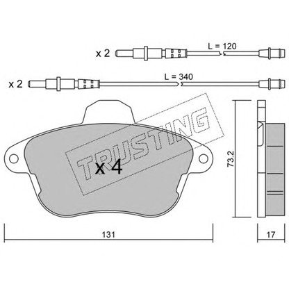 Photo Brake Pad Set, disc brake TRUSTING 1910