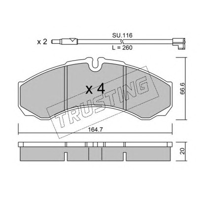 Foto Kit pastiglie freno, Freno a disco TRUSTING 2217W