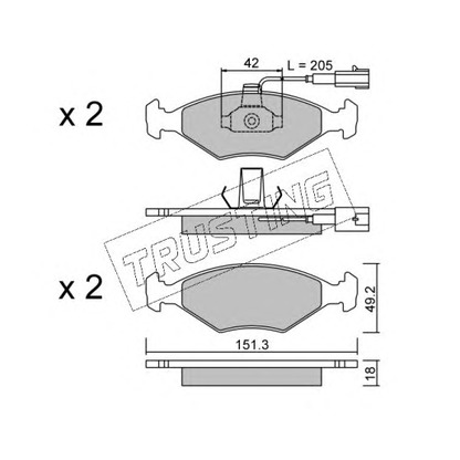 Photo Brake Pad Set, disc brake TRUSTING 2821