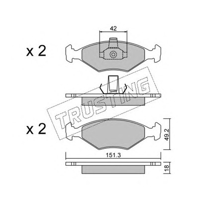 Photo Brake Pad Set, disc brake TRUSTING 2822