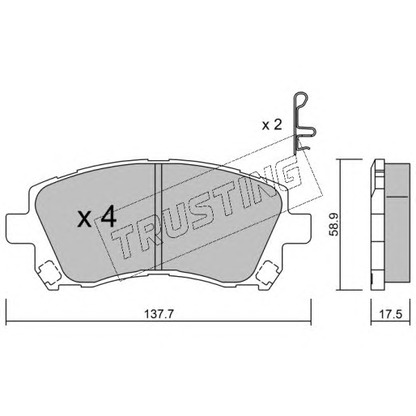 Photo Brake Pad Set, disc brake TRUSTING 3050