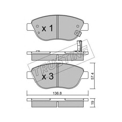 Photo Brake Pad Set, disc brake TRUSTING 3312