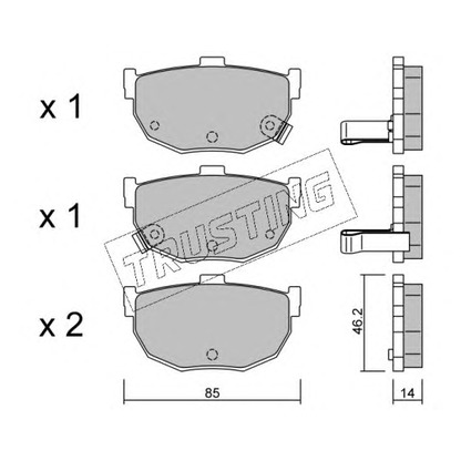 Photo Kit de plaquettes de frein, frein à disque TRUSTING 3710