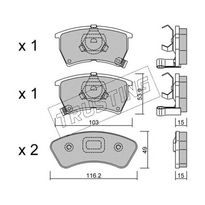 Photo Brake Pad Set, disc brake TRUSTING 3950