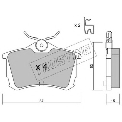 Photo Kit de plaquettes de frein, frein à disque TRUSTING 4810