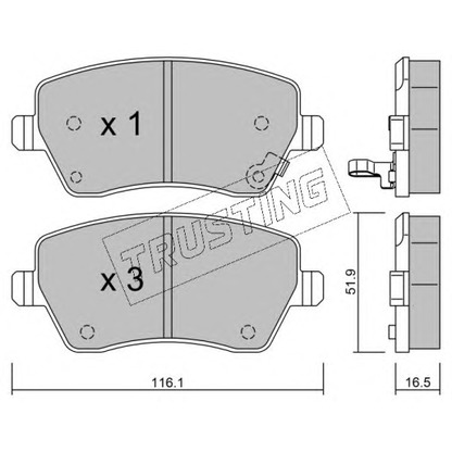 Фото Комплект тормозных колодок, дисковый тормоз TRUSTING 5011