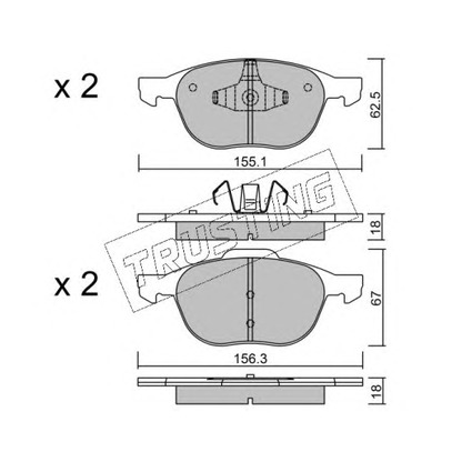 Photo Brake Pad Set, disc brake TRUSTING 5500