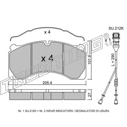 Photo Brake Pad Set, disc brake TRUSTING 6190W