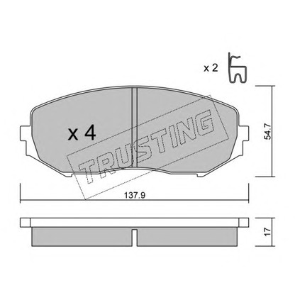 Photo Kit de plaquettes de frein, frein à disque TRUSTING 7820