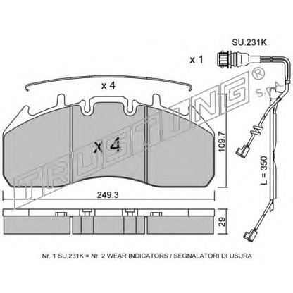 Фото Комплект тормозных колодок, дисковый тормоз TRUSTING 8250W