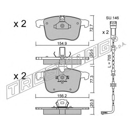 Photo Brake Pad Set, disc brake TRUSTING 8290W