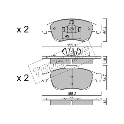 Фото Комплект тормозных колодок, дисковый тормоз TRUSTING 8330