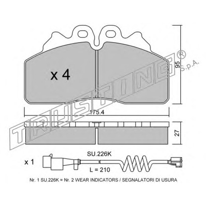 Photo Brake Pad Set, disc brake TRUSTING 8670W