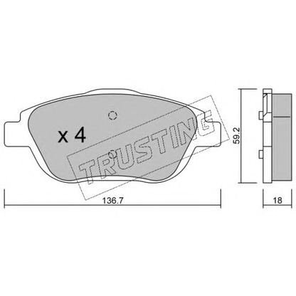 Photo Kit de plaquettes de frein, frein à disque TRUSTING 8690