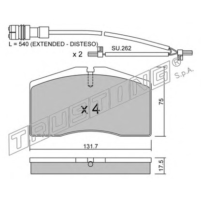 Photo Brake Pad Set, disc brake TRUSTING 9070W