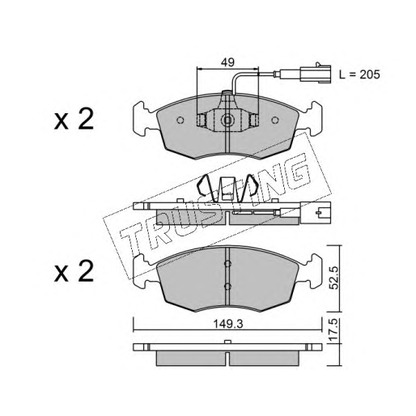 Photo Brake Pad Set, disc brake TRUSTING 2834