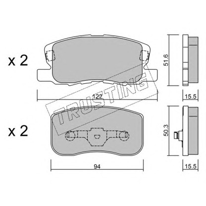 Фото Комплект тормозных колодок, дисковый тормоз TRUSTING 9560
