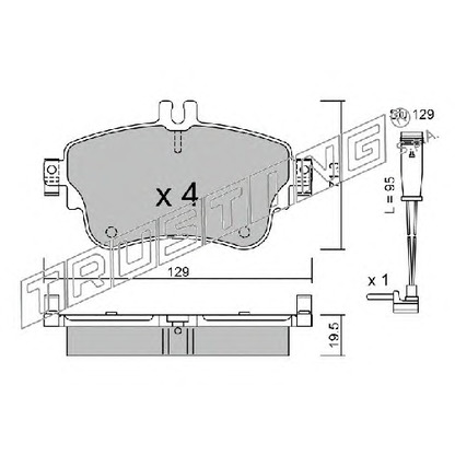 Photo Brake Pad Set, disc brake TRUSTING 9800W