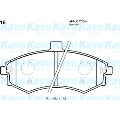 Photo Kit de plaquettes de frein, frein à disque KAVO PARTS BP3016
