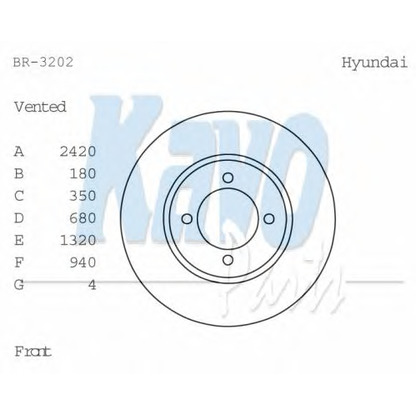 Zdjęcie Tarcza hamulcowa KAVO PARTS BR3202