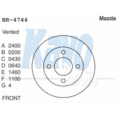 Zdjęcie Tarcza hamulcowa KAVO PARTS BR4744