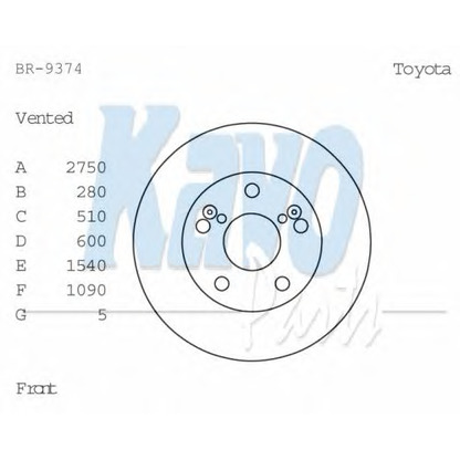 Photo Disque de frein KAVO PARTS BR9374