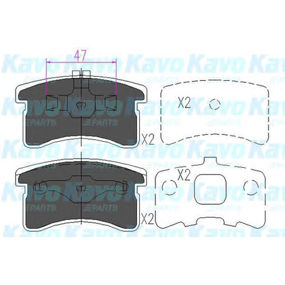 Photo Kit de plaquettes de frein, frein à disque KAVO PARTS KBP1506