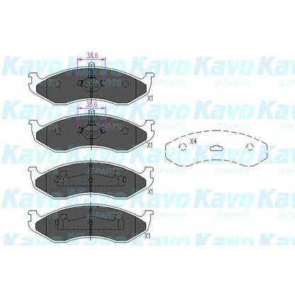 Photo Kit de plaquettes de frein, frein à disque KAVO PARTS KBP4016