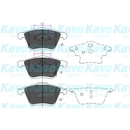 Фото Комплект тормозных колодок, дисковый тормоз KAVO PARTS KBP4553