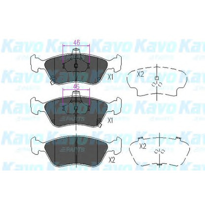 Photo Kit de plaquettes de frein, frein à disque KAVO PARTS KBP9006