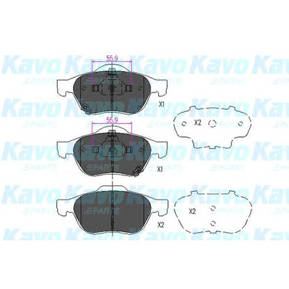 Фото Комплект тормозных колодок, дисковый тормоз KAVO PARTS KBP9075