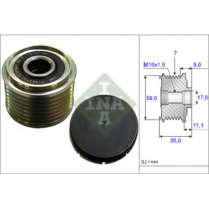 Zdjęcie Alternator - sprzęgło jednokierunkowe INA 535015910