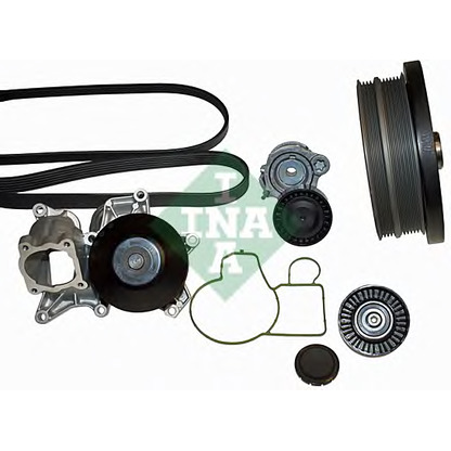 Photo Water Pump + V-Ribbed Belt Kit INA 529002130