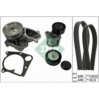 Photo Water Pump + V-Ribbed Belt Kit INA 529011130