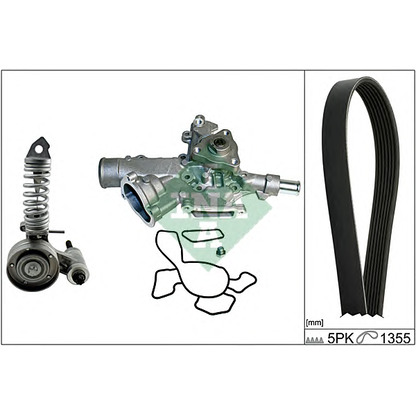 Photo Water Pump + V-Ribbed Belt Kit INA 529004730