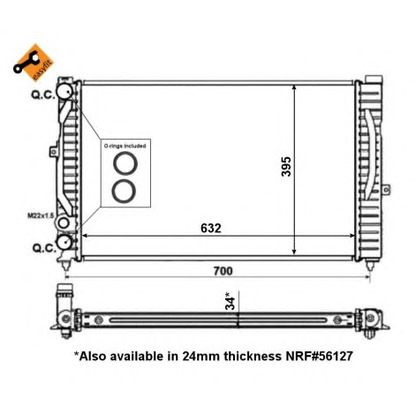 Foto Radiador, refrigeración del motor NRF 509504