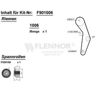 Photo Timing Belt Kit FLENNOR F901006