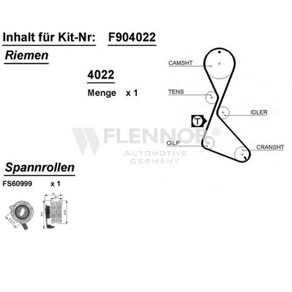 Photo Timing Belt Kit FLENNOR F904022