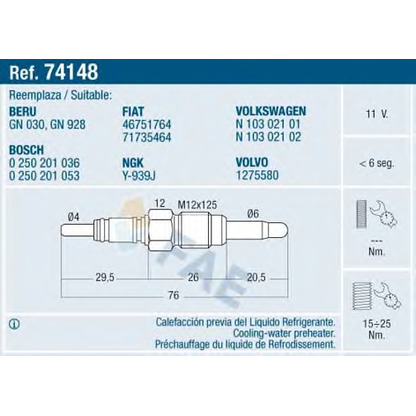 Foto Bujía de precalentamiento FAE 74148